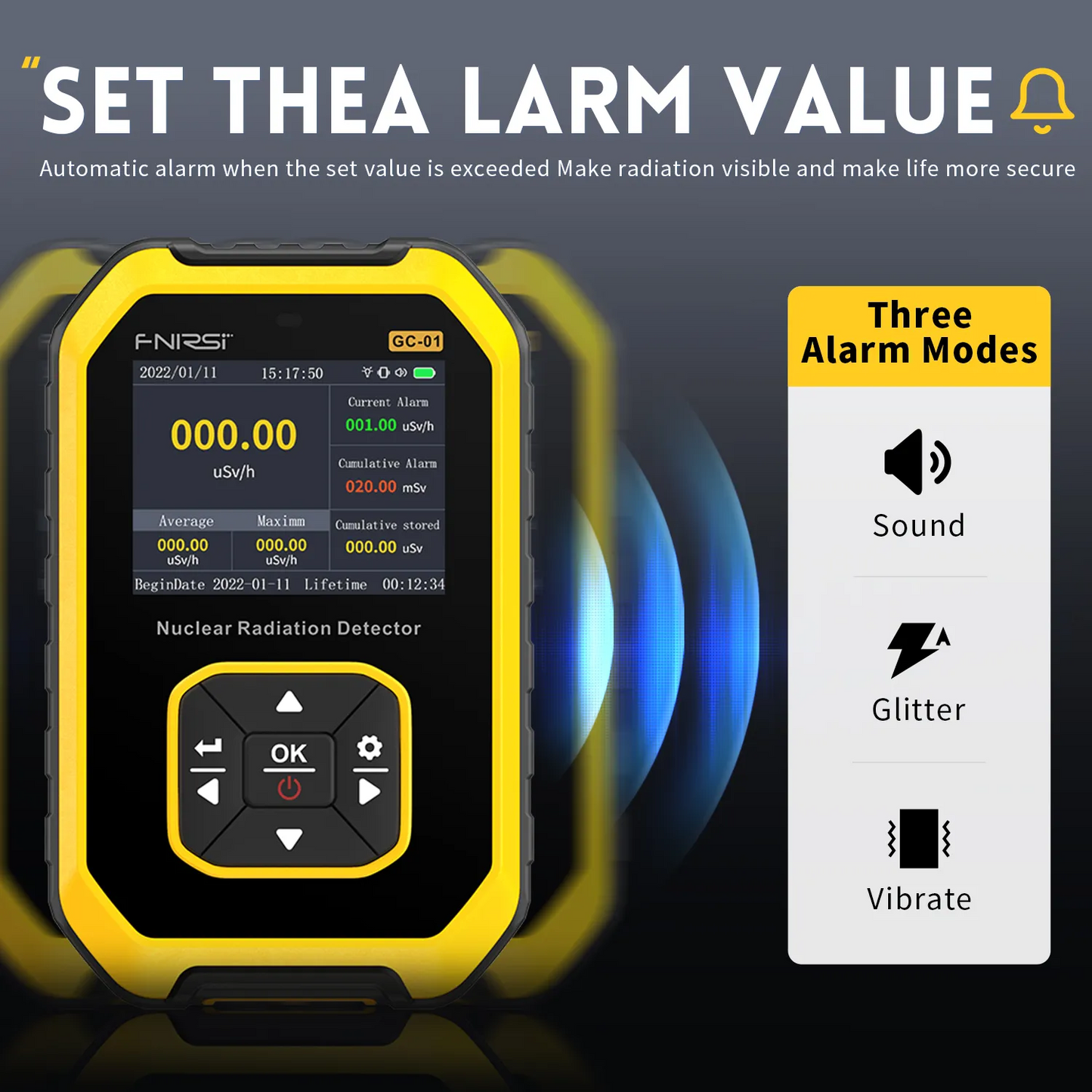 Counter Nuclear Radiation Detector,Portable Handheld X-ray,Y-ray, β-ray Rechargeable Radiation Monitor Meter