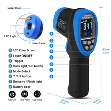 画像をギャラリービューアに読み込む, BTMETER BT-1500C Digital Infrared Thermometer Color LCD -50~1500C DS 30:1 - btmeter-store