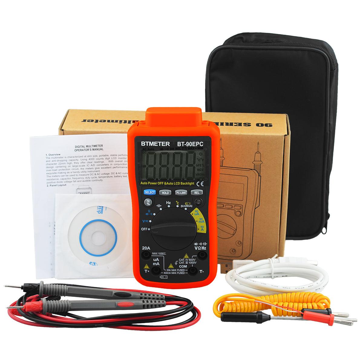BTMETER BT-90EPC Digital Multimeter, w/ USB to PC Link Sync for Data Logging - btmeter-store