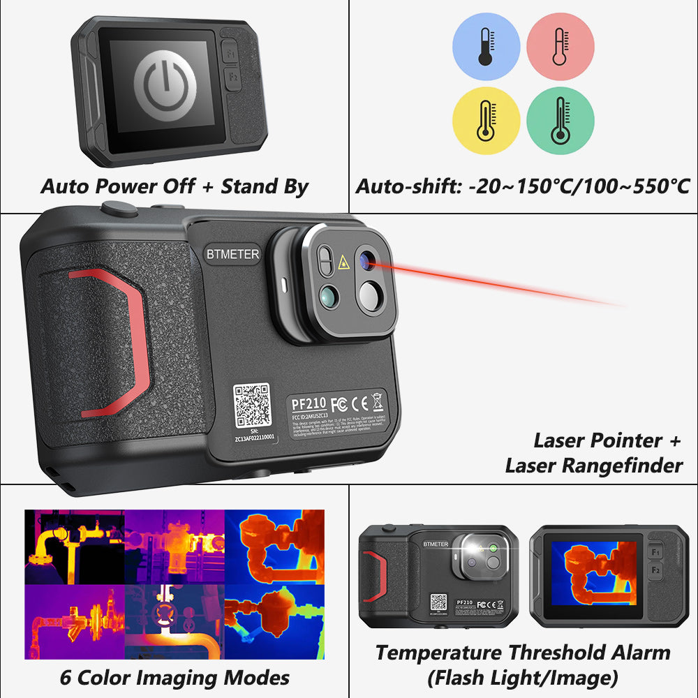 BTMETER Handheld Wärmebildkamera Infrarotkamera IR Thermografie 210x160 Pixel – Vielseitig