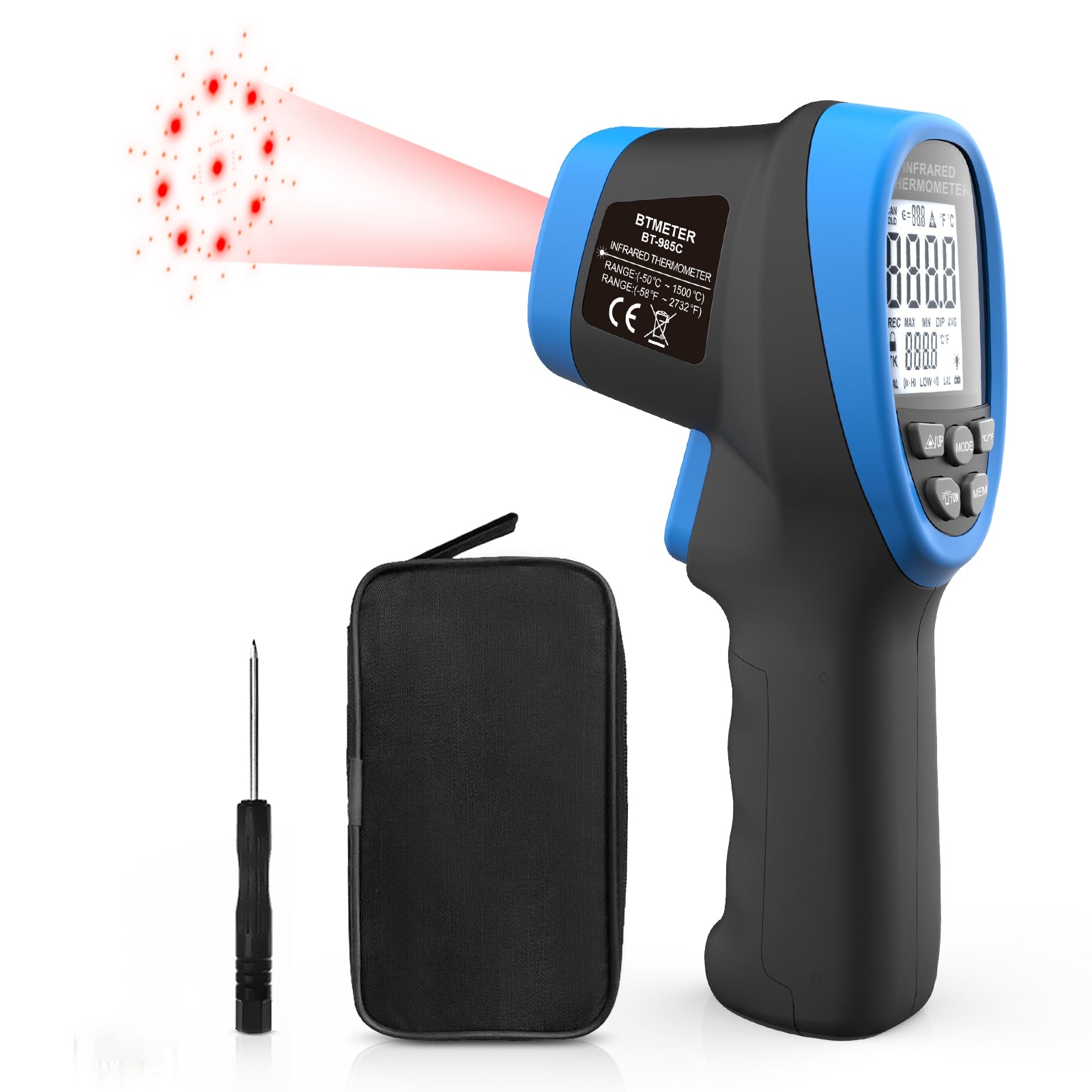 Digital LCD Industrial Electronic Thermometer Non Contact Infrared  Thermometer IR Laser Temperature Meter Gun Laser Point