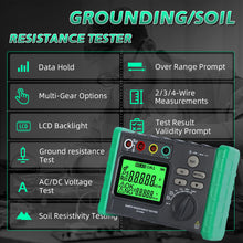 Cargar imagen en el visor de la galería, BT-T0-DY4100-2-B Multifunctional Earth Resistance Tester Solar Voltage Detection Data Hold Function Portable Design
