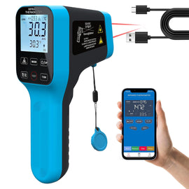 BT-1600B-APP Smart Infrared Thermometer – Non-Contact Laser Temperature Gun with Bluetooth Connectivity, Adjustable Emissivity, -50°C to 1600°C Range, and Mobile App Integration for Remote Monitoring