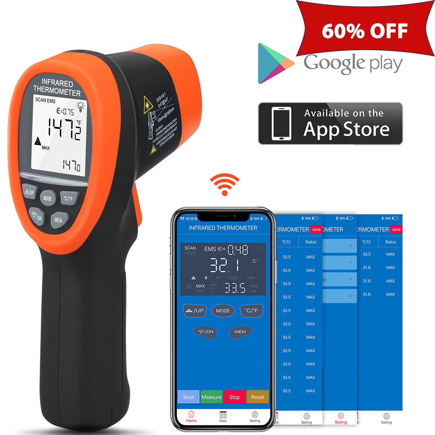 BT-985C-APP IR Infrared Thermometer Handhold -50-800℃