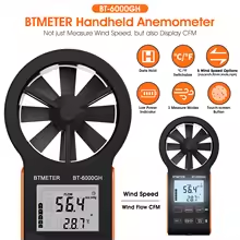 BESTMETER BT-6000WM-APP Anemometer Bluetooth, Handheld Wind Speed Gauge Meter w/Atmospheric Pressure, Temp, RH, Dew Point Temp