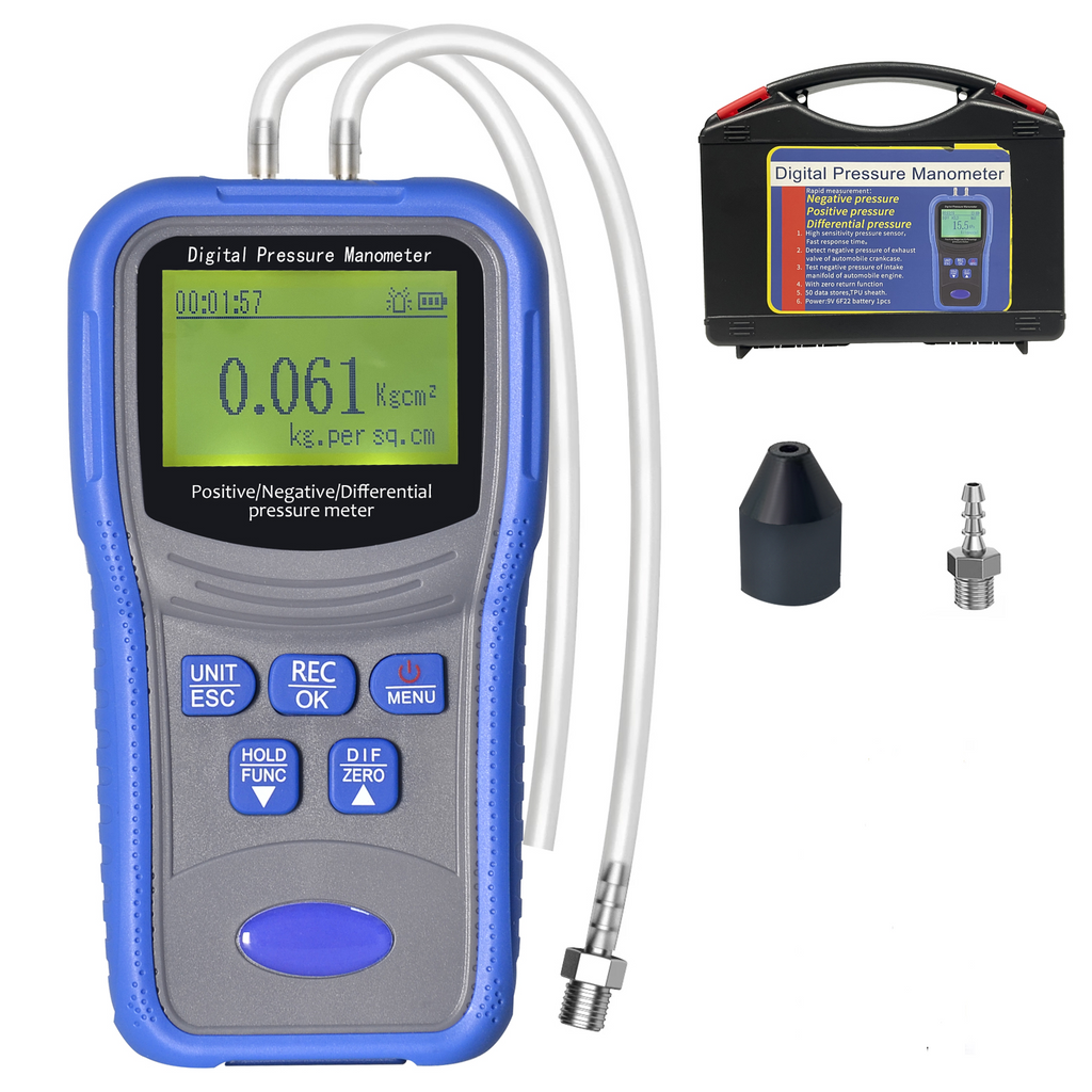 BT-T9-TM510 Portable Differential Pressure Gauge 9V Battery Powered Quick Connectors Suitable for HVAC and Environmental Monitoring