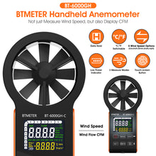 画像をギャラリービューアに読み込む, BESTMETER BT-6000GH-C Rechargable Anemometer Handheld Air Flow Meter, Touch Button Anemometer CFM Meter