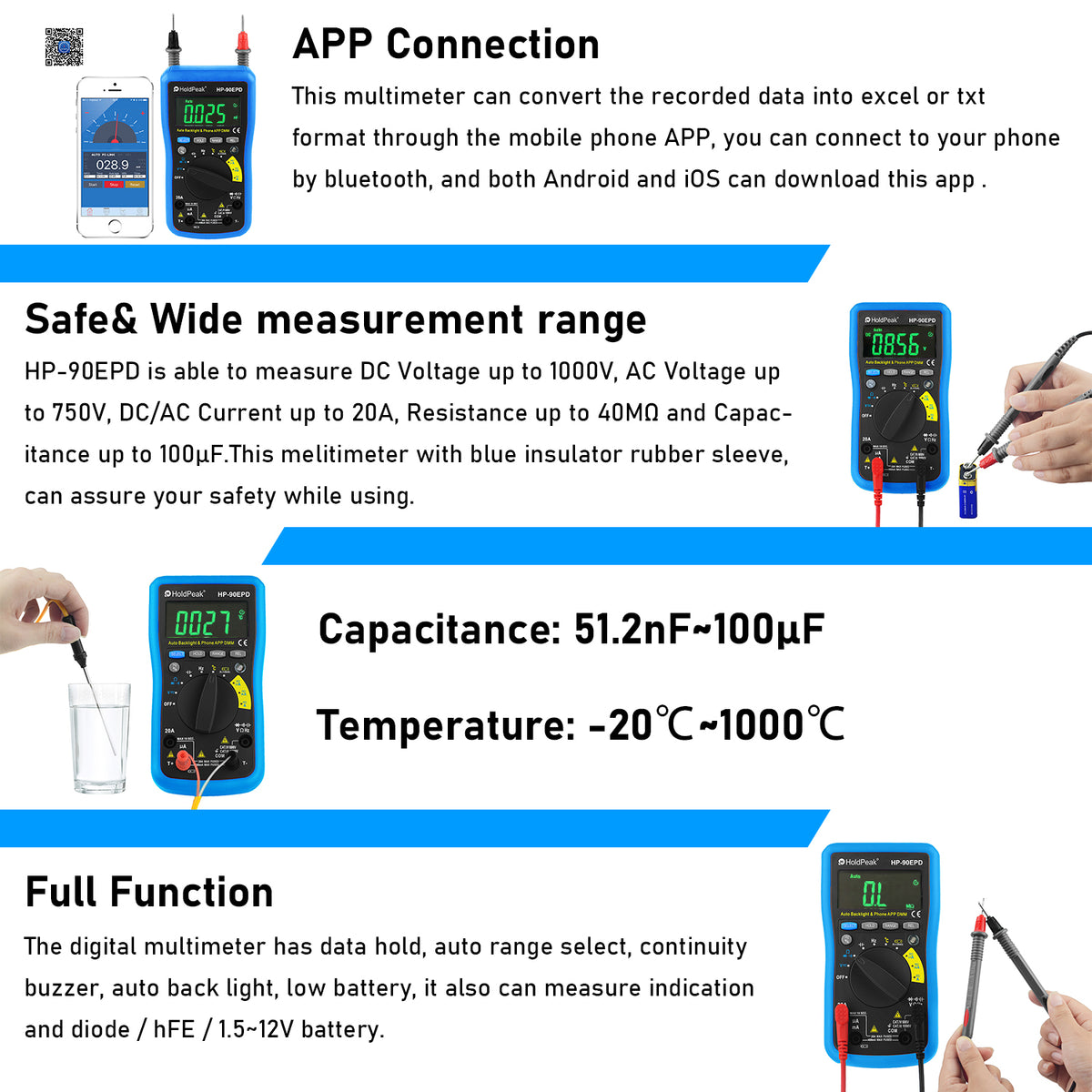 BTMETER BT-90EPD Multimeter with Bluetooth & APP