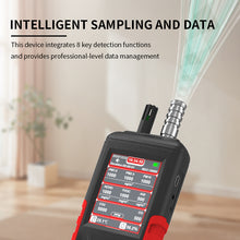 Load image into Gallery viewer, HZ-8110 Air Quality Detector – 9-in-1 Professional Tester with CO₂, TVOC, HCHO (Formaldehyde), CO (Carbon Monoxide), PM1.0/PM2.5/PM10, AQI, Temperature &amp; Humidity, Data Logging, 3.2" TFT Display