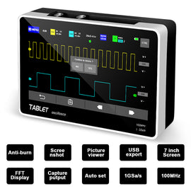 Flat-panel Digital Oscilloscope with 2 Channels, 100Mhz Bandwidth, 1GSa/s Sampling Rate