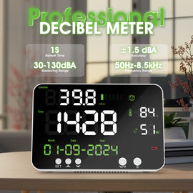 BTMETER BT-7000A 4-in-1 Decibel Meter 30~130dB, Decibel/Temperature/Humidity Meter with Alarm and USB Cable