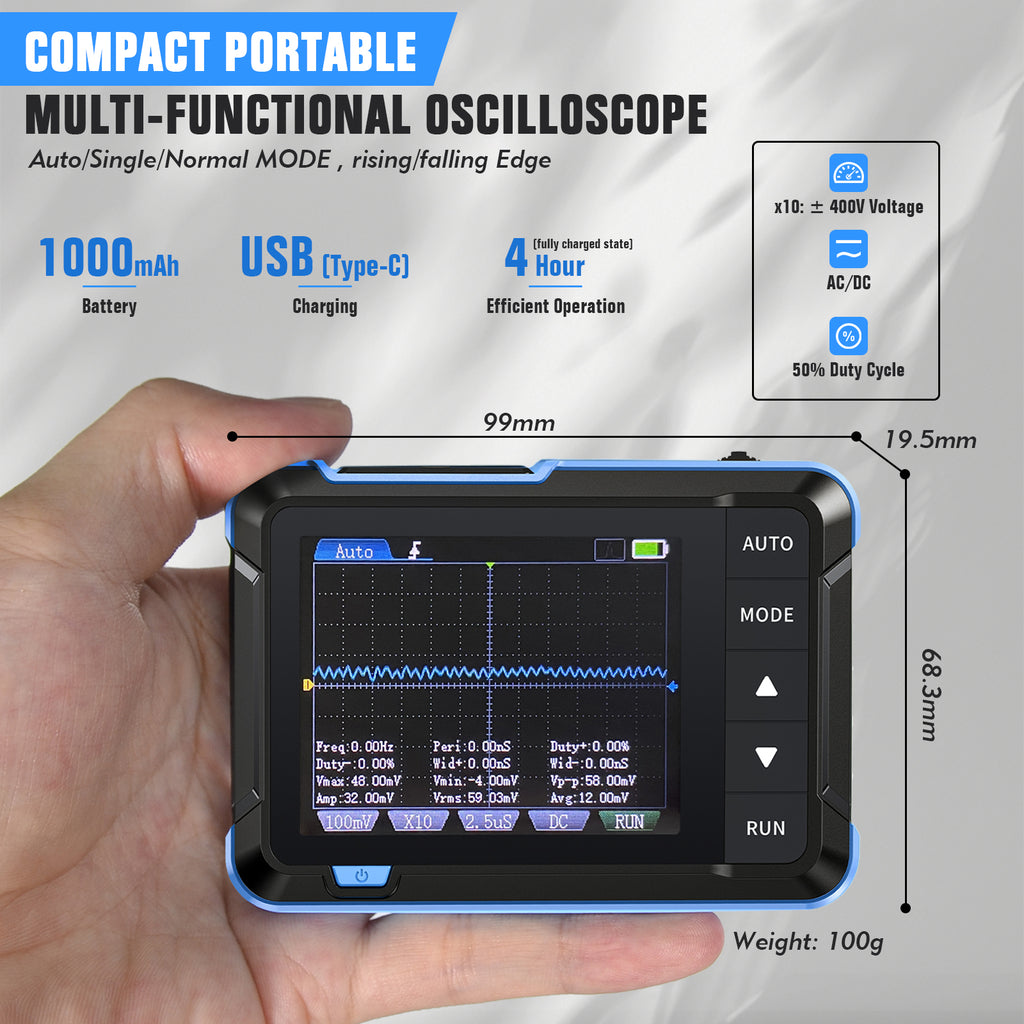 BT-DSO153-B Handheld Digital Oscilloscope 1 MHz bandwidth 5 MS/s sampling rate With signal generator