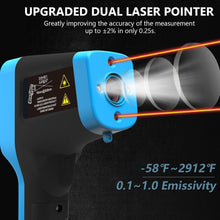Load image into Gallery viewer, BT-1600B-APP Smart Infrared Thermometer – Non-Contact Laser Temperature Gun with Bluetooth Connectivity, Adjustable Emissivity, -50°C to 1600°C Range, and Mobile App Integration for Remote Monitoring