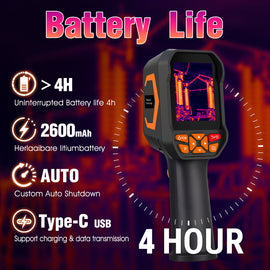 BT-DP-10D Professional Thermal Camera with TisoView Tech, 40m Laser Distance & Temp Measurement, 4hr Battery