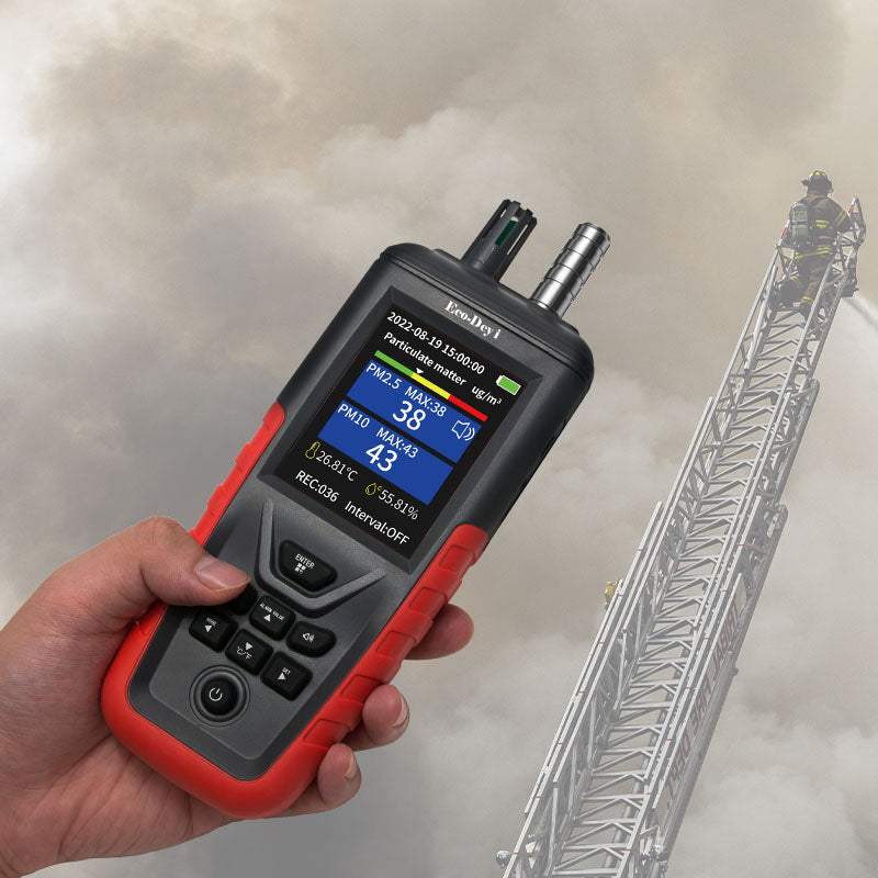 HZ-011-C Airborne Particle Counter – Laser Particle Counter for Cleanroom Testing (ISO 5-ISO 9), 6-Channel Particle Sizing, Data Export, Rechargeable 10000mAh Battery