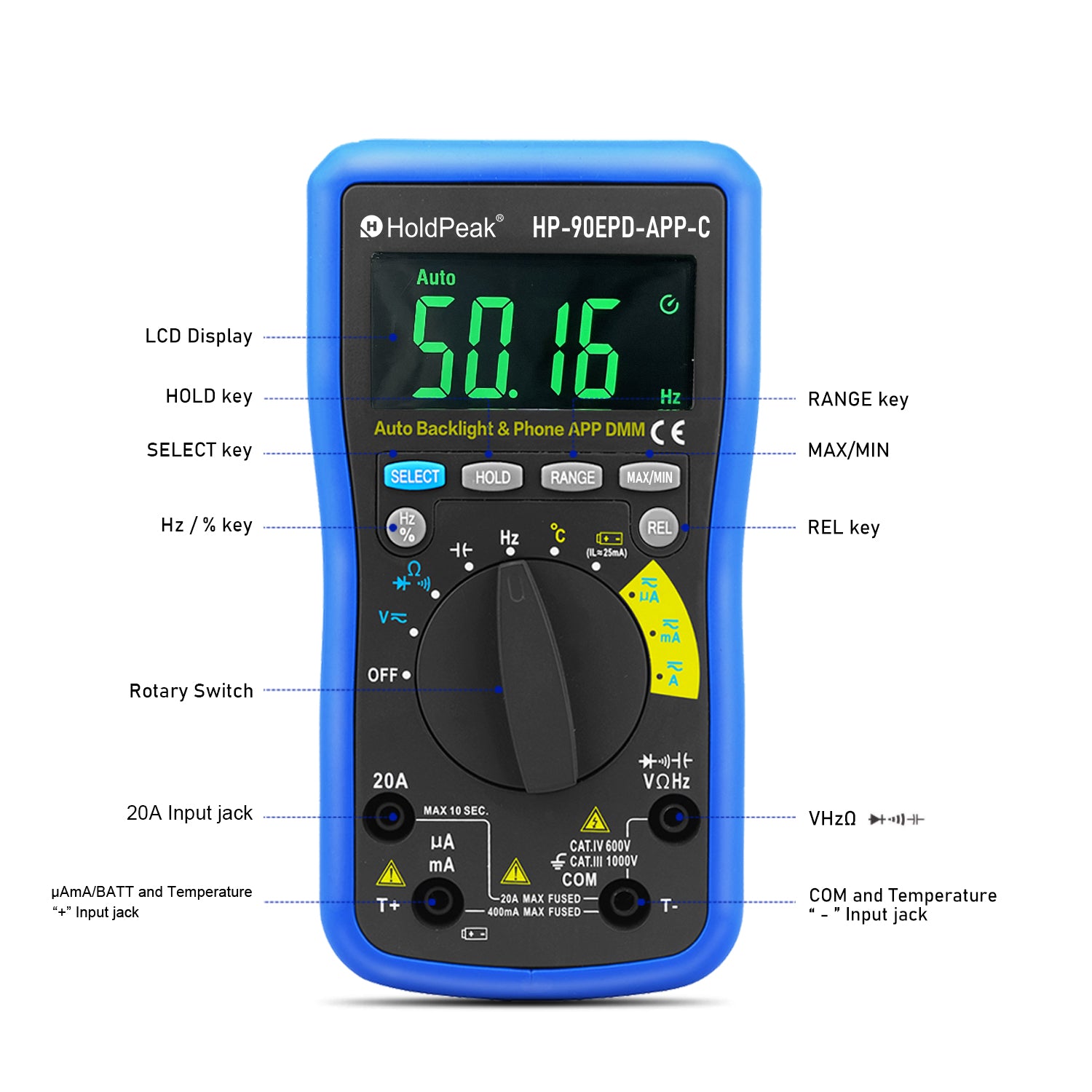 BTMETER BT-570S APP Digitale multimeter met Bluetooth 6000 Counts TRMS BTMETER BT-570S APP Digitale multimeter met Bluetooth 6000 Counts TRMS
