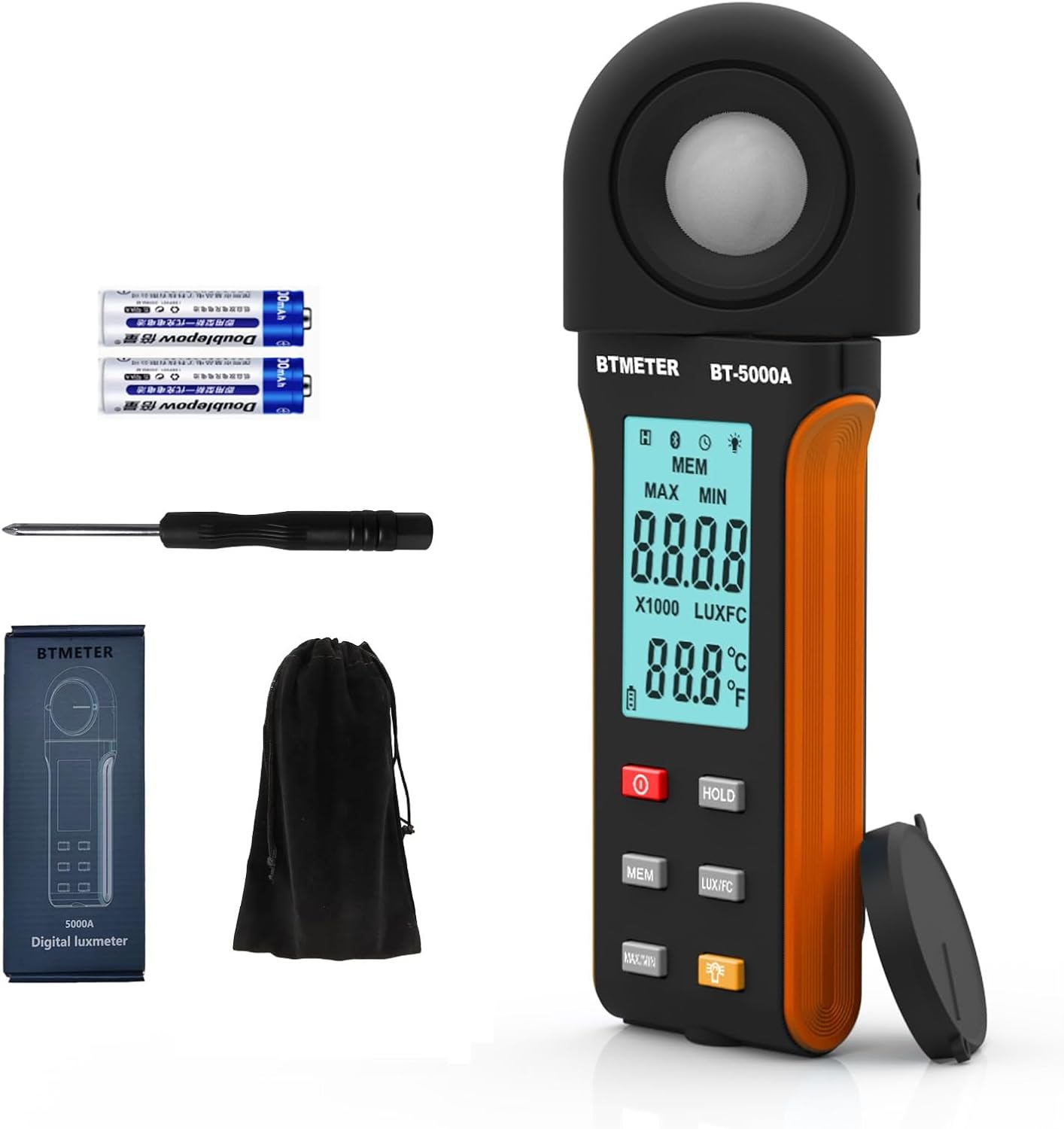BTMETER Light Lux Meter Logger BT-5000A, Digital Lumen Tester Measure