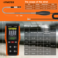 Load image into Gallery viewer, BT-9000F A6 High-Precision Handheld Thermosensitive Anemometer with Retractable Probe Features CFM/CMM/m/s Unit Switching and LCD Backlight Air Conditioning Ventilation Testing