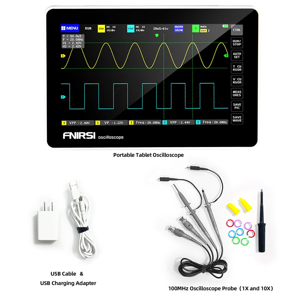 Flat-panel Digital Oscilloscope with 2 Channels, 100Mhz Bandwidth, 1GSa/s Sampling Rate