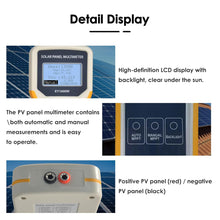 Charger l&#39;image dans la galerie, BTMETER BT-EY1600W Solar Panel Tester, 1600W Photovoltaic Panel Multimeter Manual/Auto MPPT Tester with Backlight - btmeter-store