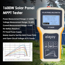 Charger l&#39;image dans la galerie, BTMETER BT-EY1600W Solar Panel Tester, 1600W Photovoltaic Panel Multimeter Manual/Auto MPPT Tester with Backlight - btmeter-store