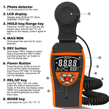 Cargar imagen en el visor de la galería, BT-8801C High accuracy, fast response and low power consumption Measuring range 1-400,000 Lux illuminance meter