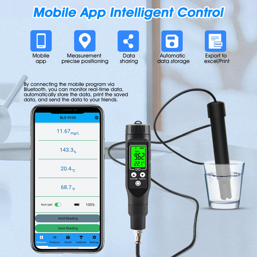 BT-BLE-9100 Portable High-Precision Dissolved Oxygen Meter  Quick Response · Auto Calibration · Dual Temperature Units