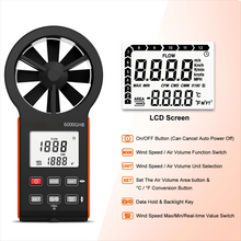 Load image into Gallery viewer, 6000GHB High-Precision Wind Speed and Airflow Meter - Portable Multifunctional Anemometer with Temperature Detection/Backlight Display/Type-C Charging