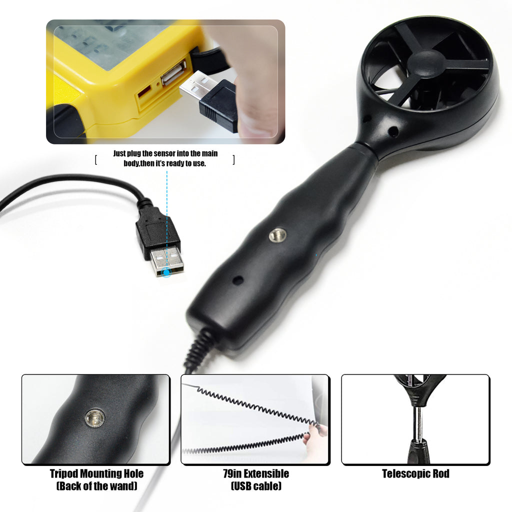 Replacement Wind Sensor Wand for BTMETER BT-856A BT-846A BT-826A Pro HVAC Anemometer - (Sensor Vane ONLY, Anemometer NOT Included) - btmeter-store