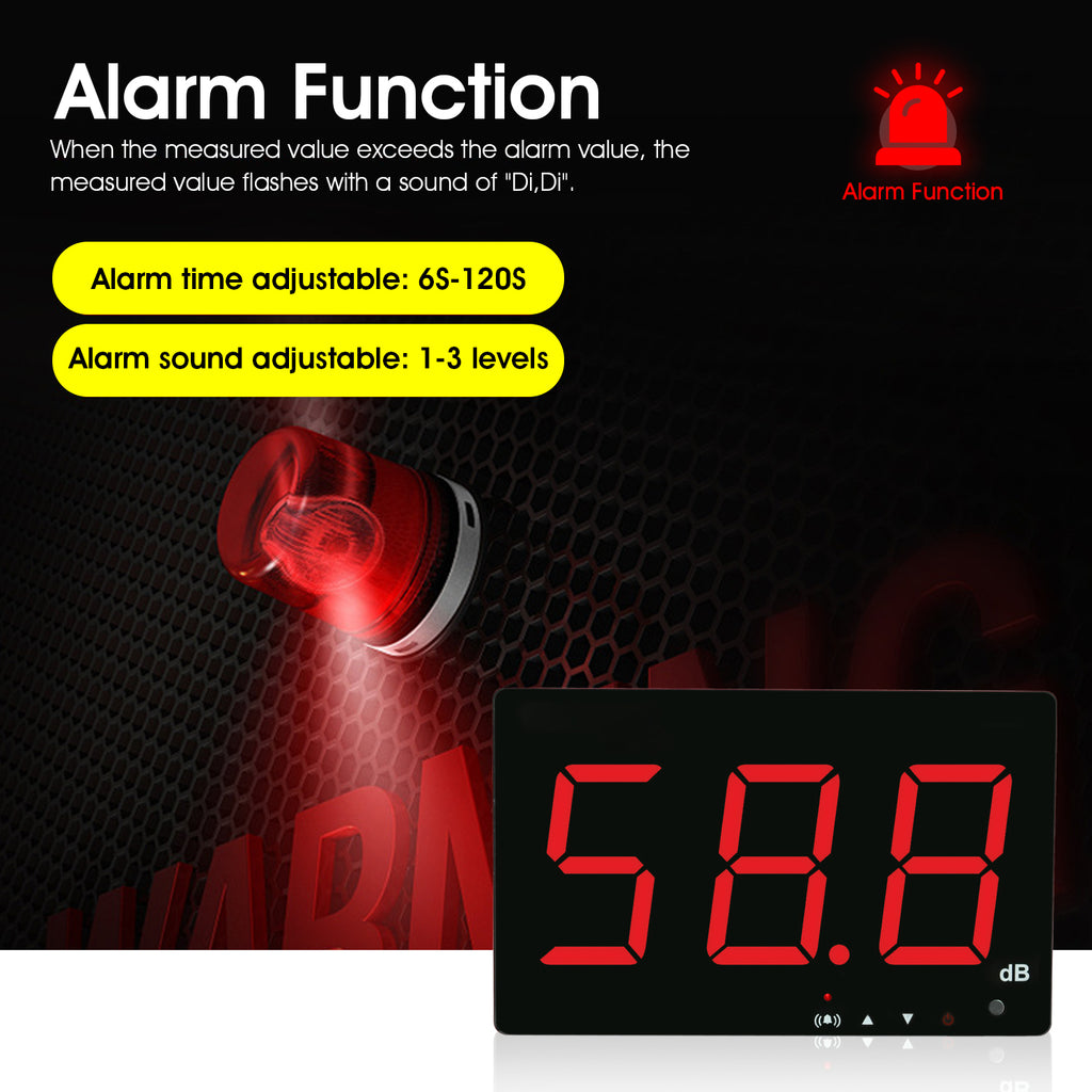 BT-T4-SW525A Professional Portable Digital Sound Level Meter｜30-130dB Wide Range｜A-Weighted FAST Response｜Audible and Visual Alarms｜Industrial Environmental Noise Monitor