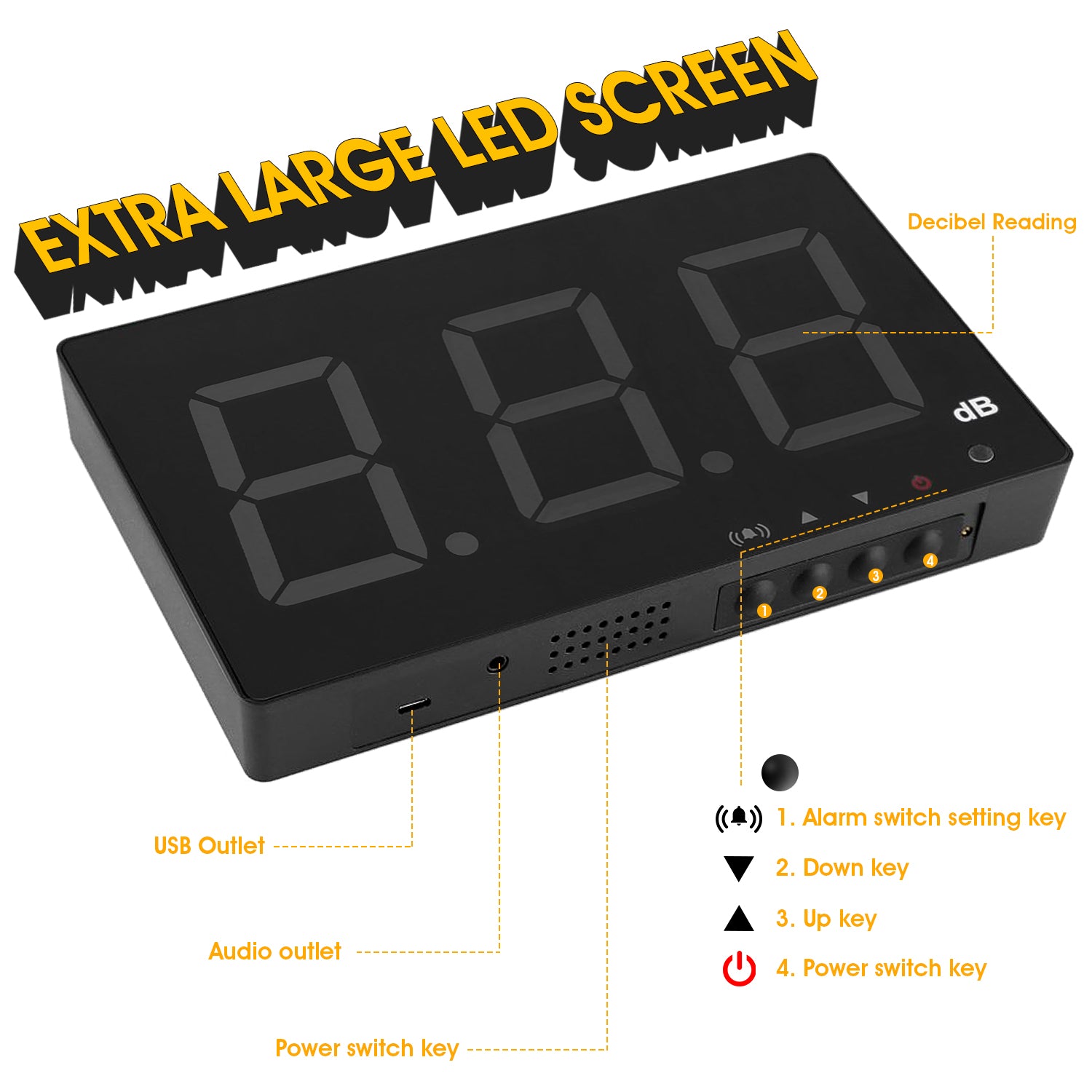 Sound Level Alarm BT-T4-SW525A Professional Portable Digital Sound Level Meter|30-130dB