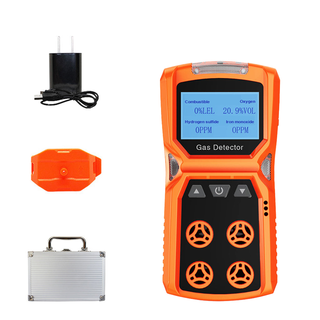 T0-ADKS-4 Four-in-one gas detector Detects combustible gases/oxygen/CO/H₂S Audible and visual vibration alarm Explosion-proof design Portable