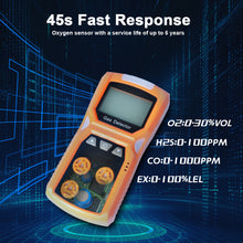 Carregar imagem no visualizador da galeria, T0-ADKS-4 Four-in-one gas detector Detects combustible gases/oxygen/CO/H₂S Audible and visual vibration alarm Explosion-proof design Portable