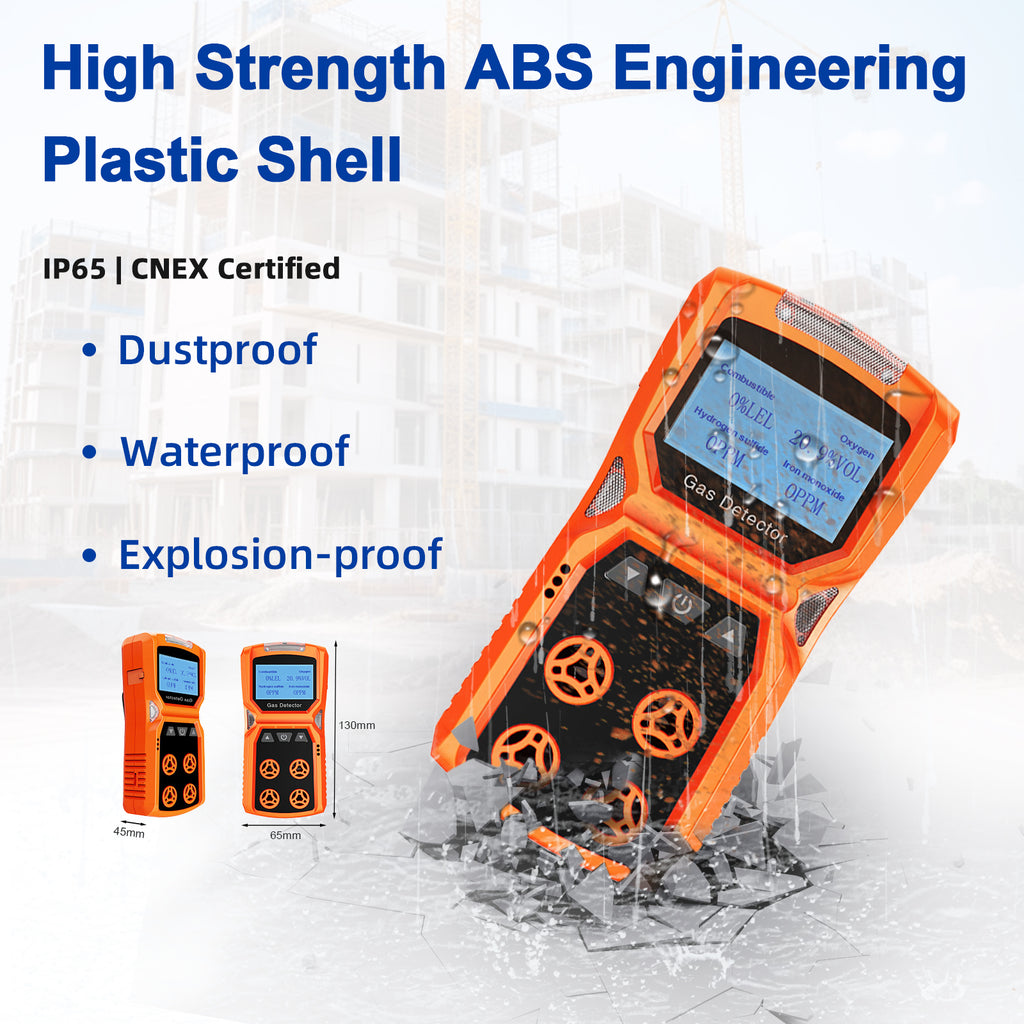T0-ADKS-4 Four-in-one gas detector Detects combustible gases/oxygen/CO/H₂S Audible and visual vibration alarm Explosion-proof design Portable