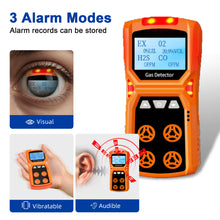 Carregar imagem no visualizador da galeria, T0-ADKS-4 Four-in-one gas detector Detects combustible gases/oxygen/CO/H₂S Audible and visual vibration alarm Explosion-proof design Portable