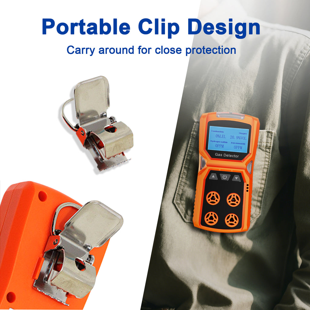 T0-ADKS-4 Four-in-one gas detector Detects combustible gases/oxygen/CO/H₂S Audible and visual vibration alarm Explosion-proof design Portable