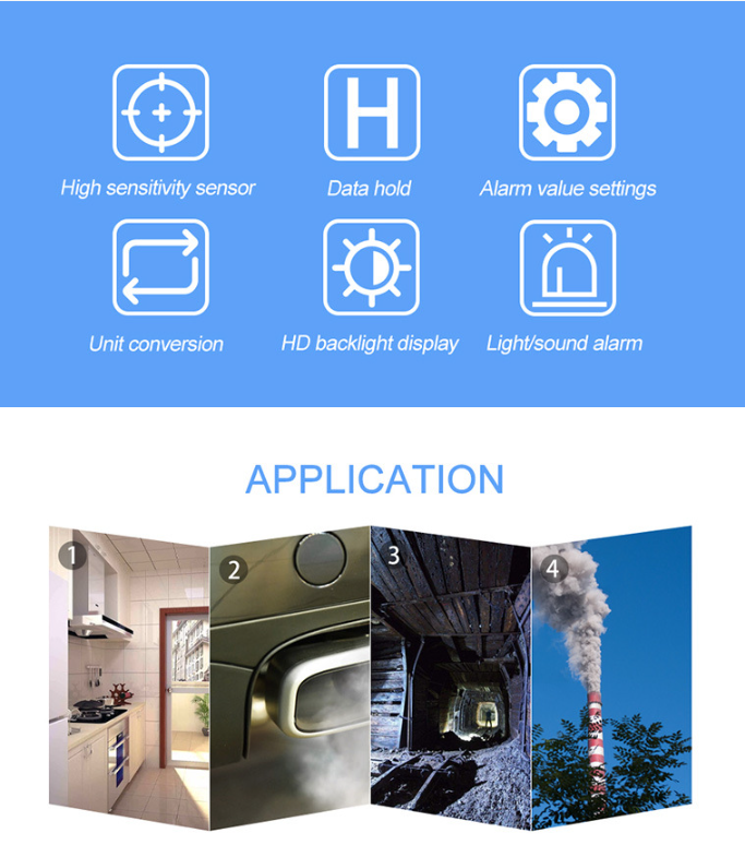 BT-T0-AS8700A High-Precision Carbon Monoxide Detector Range: 0–1000 ppm 200 ppm automatic alarm Data hold function Portable CO concentration monitoring
