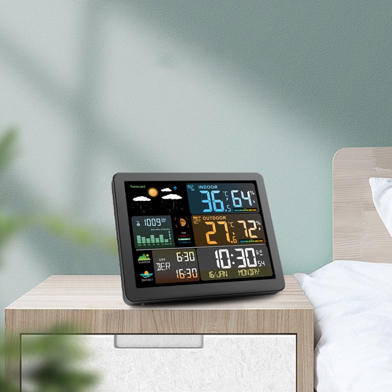 HP-T7-3566M Professional Multi-Function Wireless Weather Station: Indoor/Outdoor Temperature and Humidity Monitoring Includes Barometric Pressure Trend and Weather Forecast Dual Alarm Clock Moon Phase and Tide Display