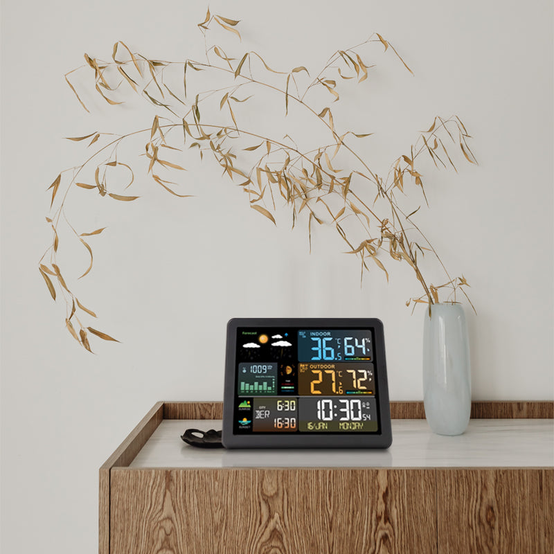 HP-T7-3566M Professional Multi-Function Wireless Weather Station: Indoor/Outdoor Temperature and Humidity Monitoring Includes Barometric Pressure Trend and Weather Forecast Dual Alarm Clock Moon Phase and Tide Display