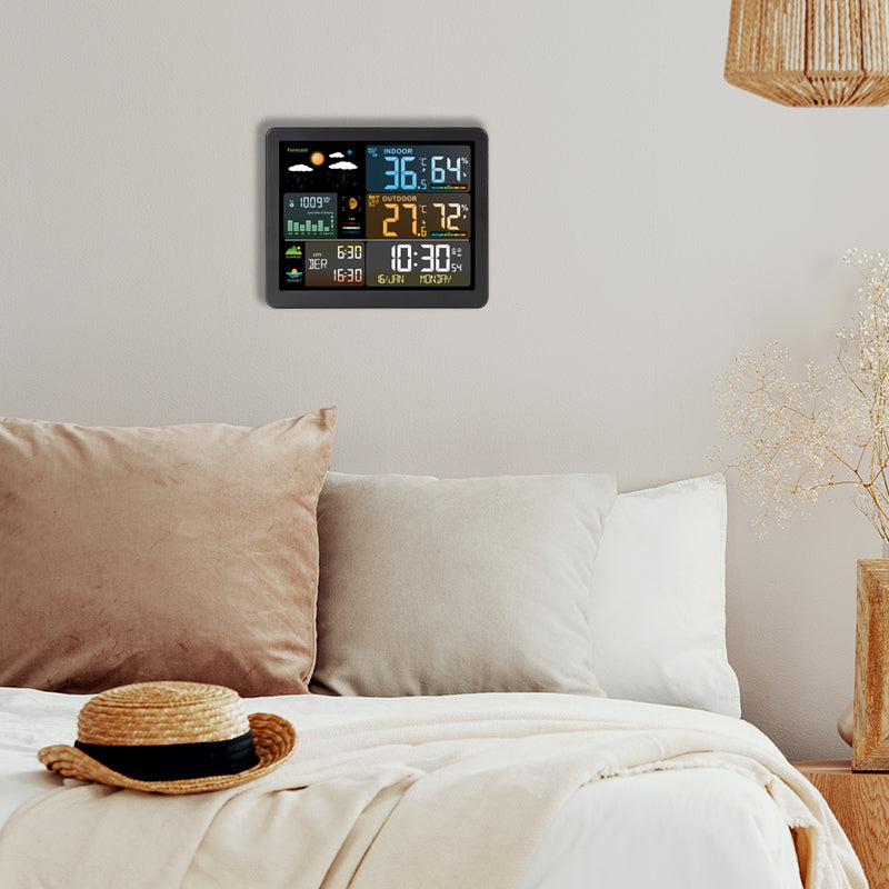 HP-T7-3566M Professional Multi-Function Wireless Weather Station: Indoor/Outdoor Temperature and Humidity Monitoring Includes Barometric Pressure Trend and Weather Forecast Dual Alarm Clock Moon Phase and Tide Display