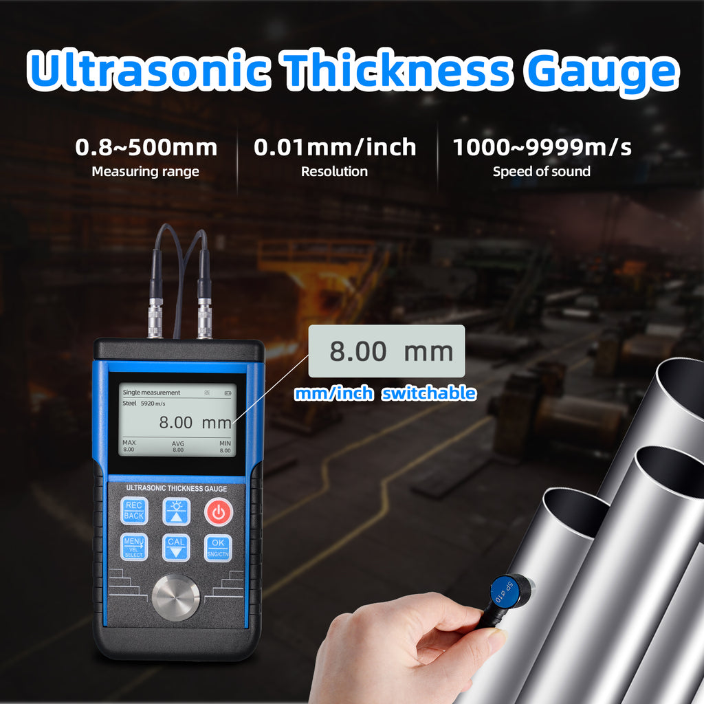 BT-130D Ultrasonic Thickness Gauge High precision 1.0–350mm range 0.01mm resolution 100-group data storage