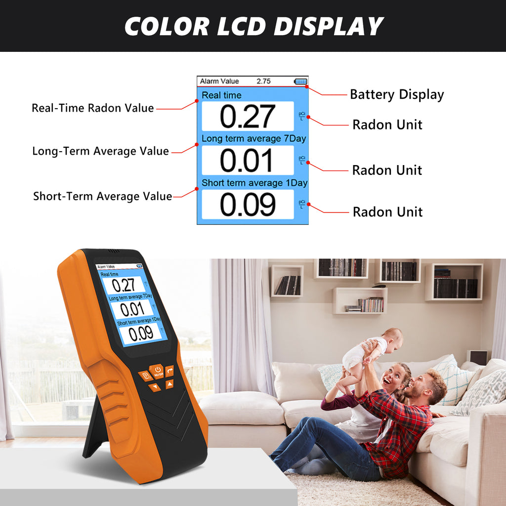 HP-T9-DM68R High-Efficiency Precise Radon Gas Detector Ionisation Technology: 1.5-Second Rapid Sampling LCD Display: Real-Time/Average Concentration Portable for Domestic Use