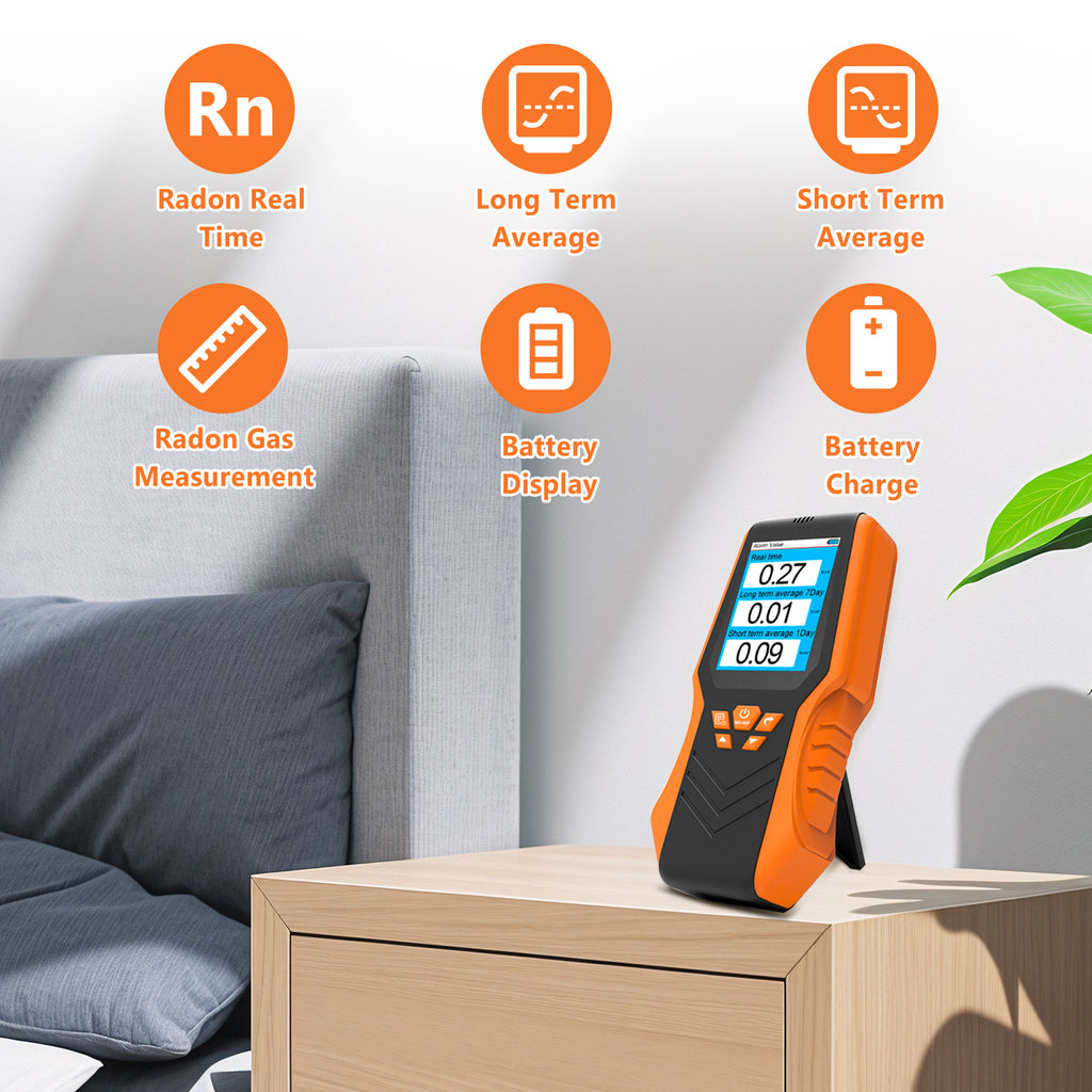 HP-T9-DM68R High-Efficiency Precise Radon Gas Detector Ionisation Technology: 1.5-Second Rapid Sampling LCD Display: Real-Time/Average Concentration Portable for Domestic Use