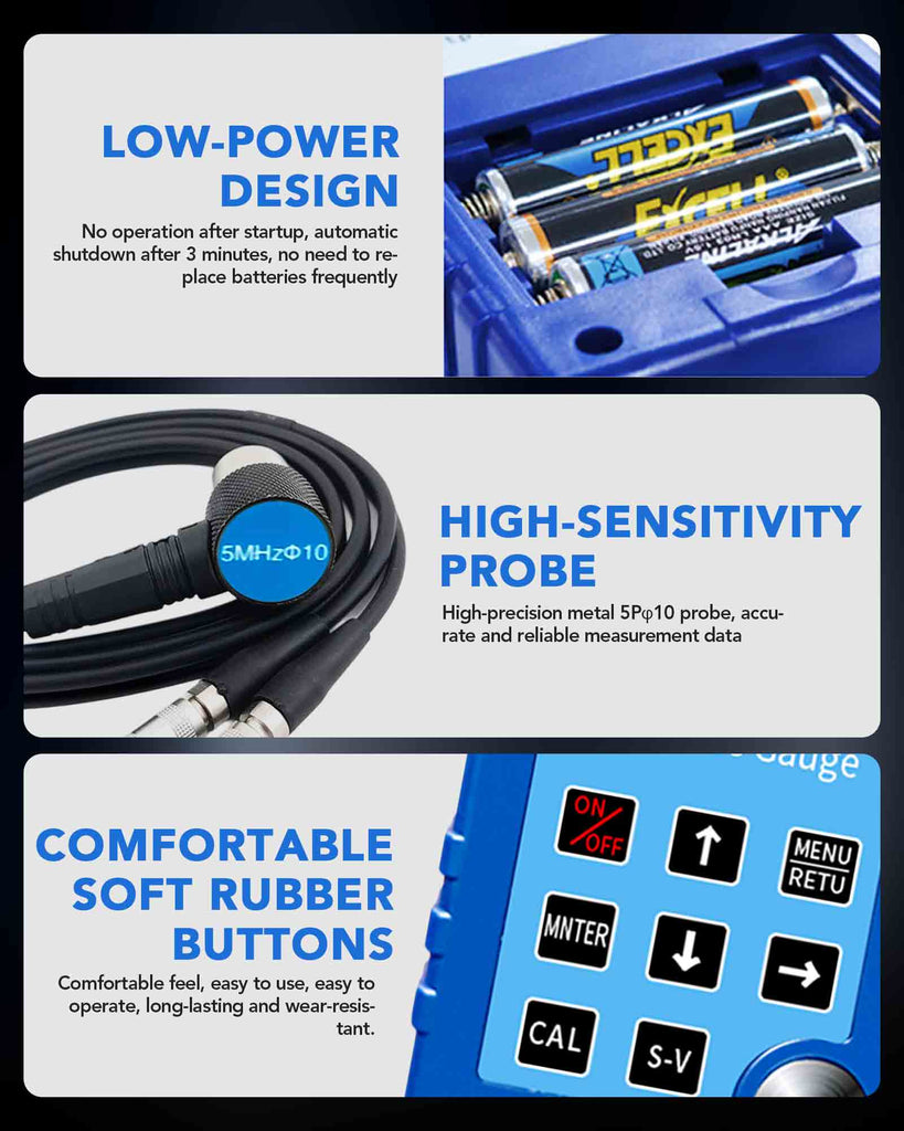 HP-T9-DR83S High-Precision Ultrasonic Thickness Gauge 0.9–300mm Colour Screen Portable Standard/Microcrystalline/High-Temperature Probes Optional
