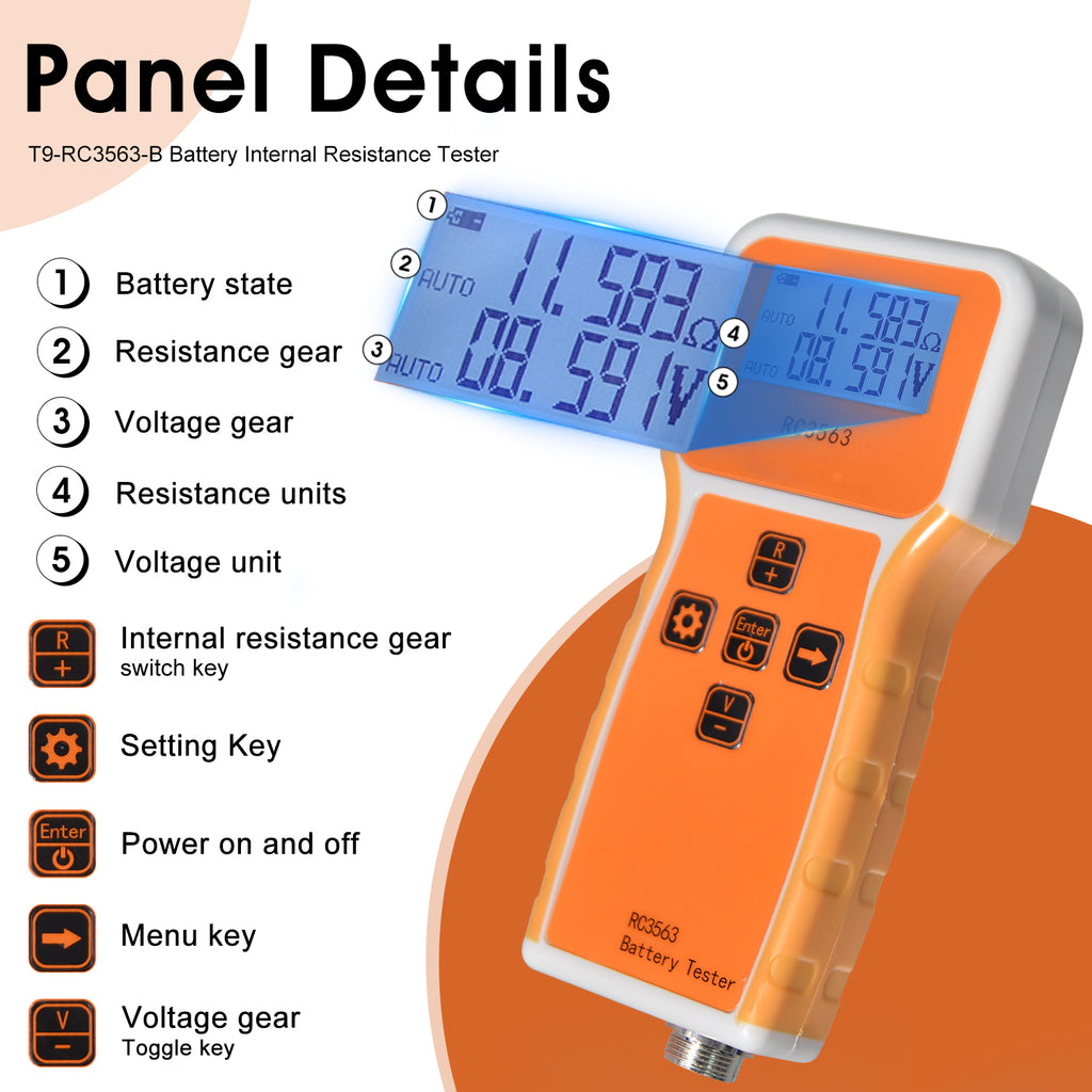BT-T9-RC3563-B High-Precision Battery Internal Resistance Tester 1μΩ to 200Ω / 0.1mV to 100V Handheld Resistance Voltmeter