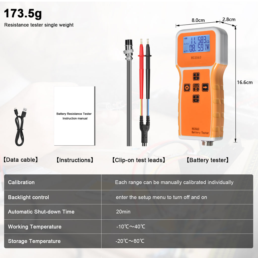 BT-T9-RC3563-B High-Precision Battery Internal Resistance Tester 1μΩ to 200Ω / 0.1mV to 100V Handheld Resistance Voltmeter