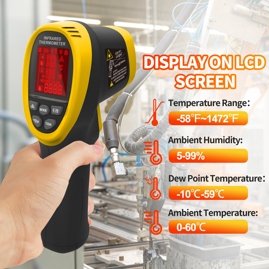 BTMETER BT-985E Infrared Thermometer -58℉~1472℉ (-50℃~800℃) - btmeter-store