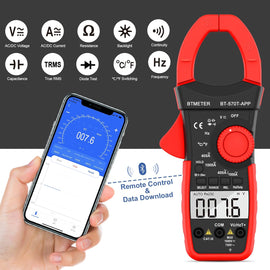BTMETER 570T - APP AC/DC 1000A Clamp Multimeter, 4000 Counts Digital Clamp - on Meter with Data Logging Measure Amp Volt Ohm Capacitance Frequency Temperature Continuity, Electrical Tester - btmeter - store