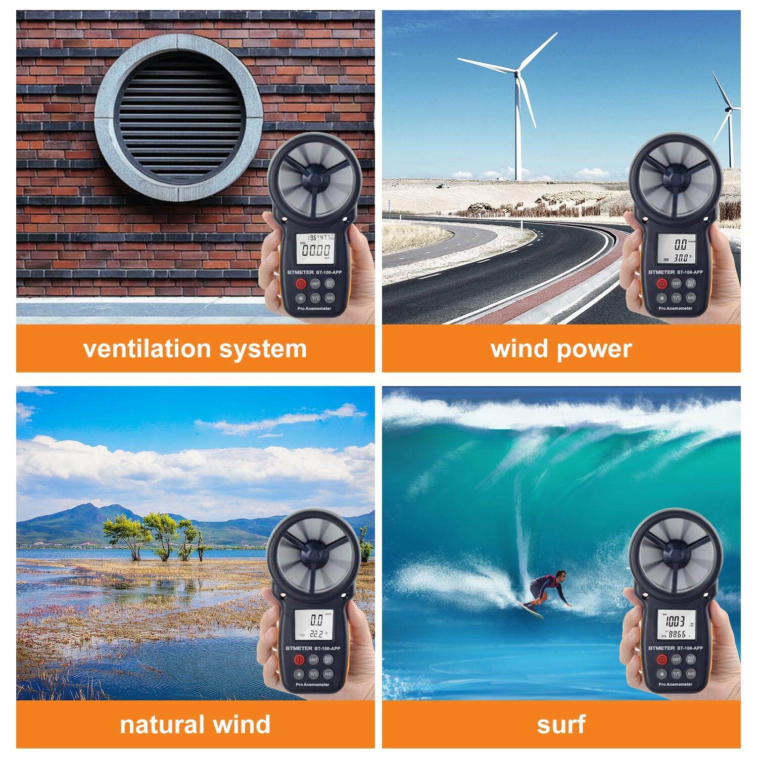 Meter Store Digital Anemometer, Handheld APP Data Support