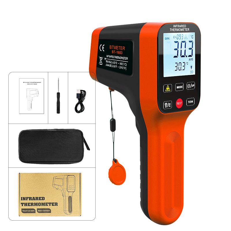 BTMETER BT-1600 Waterproof Infrared Thermometer 30:1, Touchscreen Laser Thermometer - btmeter-store